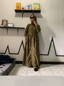Gamis bahan toyobo terbaru/Fashion Muslim baju gamis toyobo model serut
