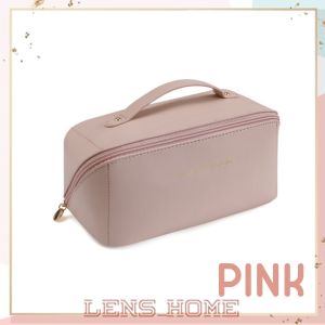 Pillow Makeup Bag Soft PU Leather Portable Cosmetic Bag Double Layer Large Capacity Travel Toiletries Storage Bag Pouch