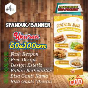 Spanduk Banner Ukuran 50x100cm GORENGAN Free Custom Design Dan Ukuran