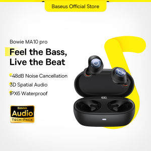 [OSCAR FAVOURITE] Baseus Bowie MA10 Pro Wireless IPX6 Waterproof Bluetooth Earphone With Active Noise Cancellation Super Long Battery Life Wireless Earbuds Premium Sound With 4 ENC Mics