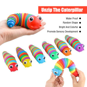 Sensory Baby Toys Rainbow Twisting Caterpillar Pop It Fidgerslug Stress Relieve Toys Decompression Fidget Toys Caterpill Mainan Budak Perempuan Lelaki