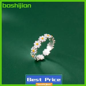 bashijian แหวนดอกเดซี่วินเทจสำหรับผู้หญิงแหวนดอกไม้น่ารักแหวนเปิดนิ้วปรับได้แหวนหมั้นงานแต่งงานเครื่องประดับผู้หญิงเทรนด์