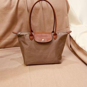 French New Medium Long Handle Nylon Dumpling Bag Ladies Bag Large Capacity Foldable One Shoulder Mommy Tote Bag