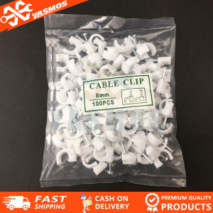 100pcs/Bag 8mm Round Steel Nail Cable Clamps For Ethernet Lan Cable Wall Nail Holder