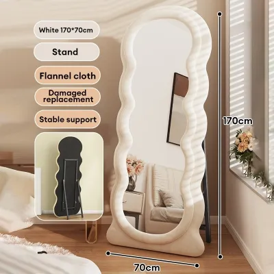 160/170cm Full Body Mirror With Stand Full-Length Mirror Wall Whole Body Mirror With Bracket Cream Style Fitting Dressing Mirror Home