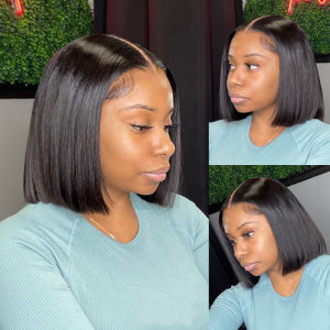 AliExpress European and American wigs female medium points shoulder-length short hair bobo head wigs high temperature silk mechanism clavicle hair full head cover.