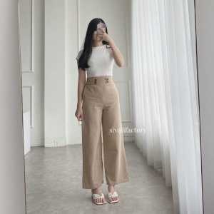 Celana Kulot Linen Double Button Kulot Linen Haighwaist