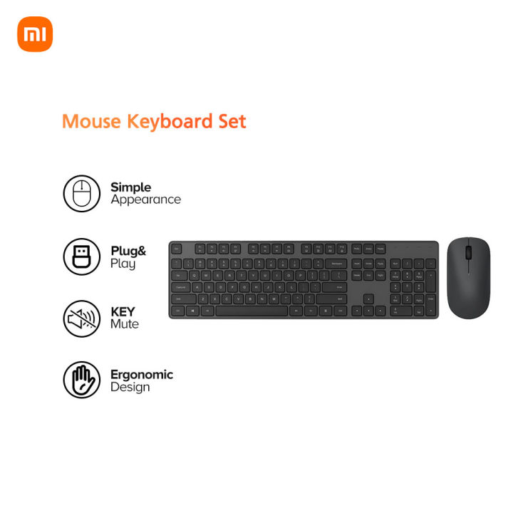 Xiaomi Mi Wireless Keyboard and Mouse Set 2.4GHz 1000DPI Notebook 104 ...