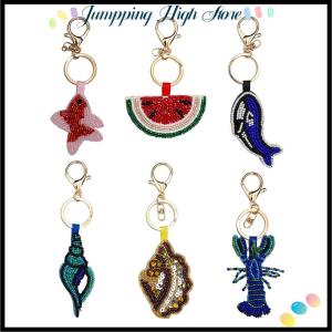 【Jumpping】 พวงกุญแจหอยสังข์รูปปลาดาวแผ่นปะติดลูกปัดพลอยเทียมสำหรับประดับตกแต่งกระเป๋าให้มีเสน่ห์