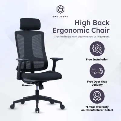Ergoseat (356A) Ergonomic Home Office Chair C-Curved High Back Computer Chair - Include Delivery