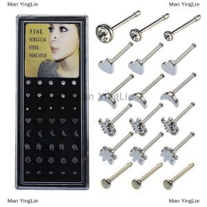 [COD] Man YingLie oqfu YUNZE 40pcs Nose Rings Bone Stud Pin 20G Stainless Steel Body Jewelry