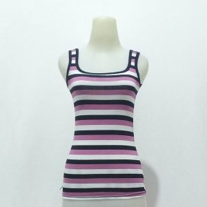 Kaos Atasan Yukensi Olahraga Wanita Motif Salur Allsize