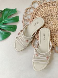 Rioros Sandal Flat Wanita Teplek Tali Kupu-Kupu Alea - Cream