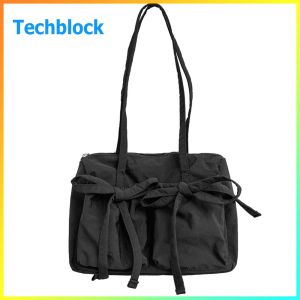 Womens Casual Tote Bag with Bow Accent Durable Material Perfect for Daily Outings and Travel
