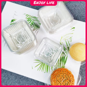 100Pcs 6.5/7.5cm Thickened Plastic Mooncake Box Golden Square Mooncake Dessert Tray Baking Dessert Packing Box