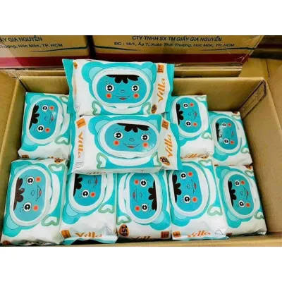 Thùng 10 gói khăn ướt gấu Villa nhiều màu sắc gói to 250 gramkhăn ướt không mùi