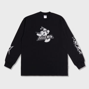 HEADS - Alien LS Tee Black | Kaos Graphic Lengan Panjang Pria/Wanita Heavyweight 16s