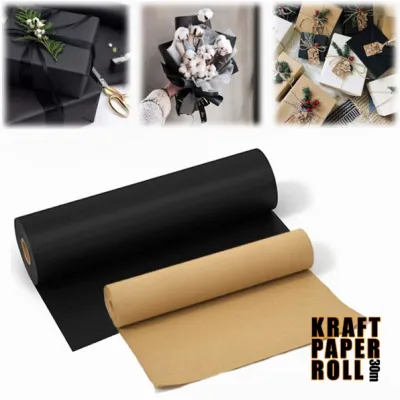 30m/roll BROWN BLACK kraft paper roll crafts gift packaging small package decorative paper