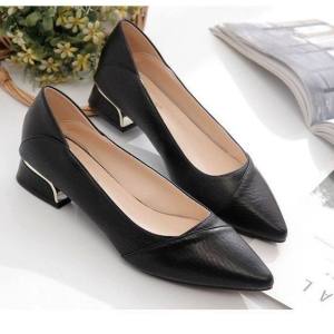ZAZA Black Shoes for Women for Work Women Korean Style High Heels Office Shoes Soft Sole
