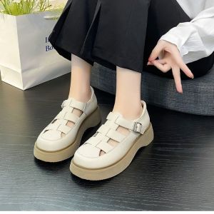 Free Shipping Roman-Style Slip-On Sandals For Women 2026 New Summer Collection Versatile Open-Toe Shoes Perfect For Pairing With Dresses Featuring A Perforated Design
