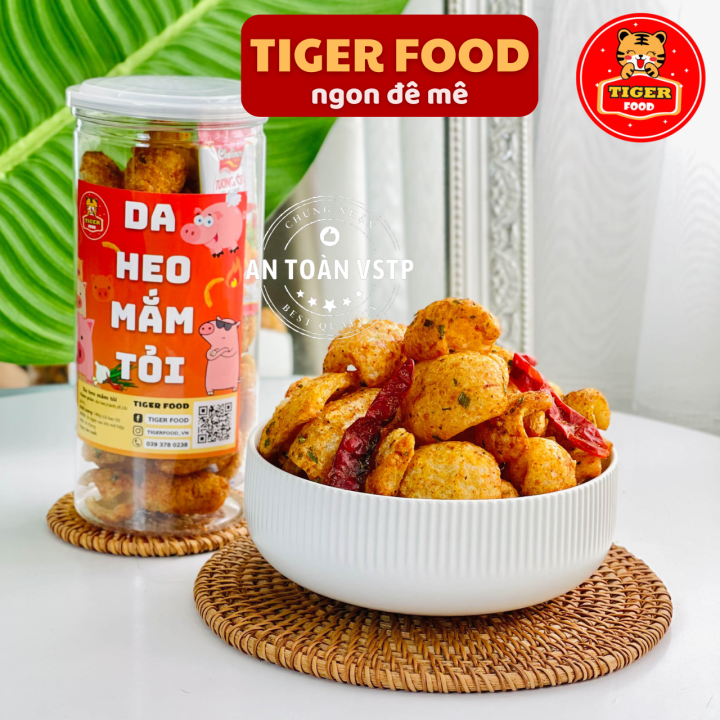 Da heo mắm tỏi  TIGER FOOD Da heo mix vị mắm hành tỏi ớt giòn thơm 140g chiên giòn siêu ngon - ăn vặt Sài Gòn