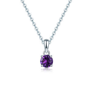 Silver 925 Pendant Necklace for Women Peridot Garnet Simple Design
