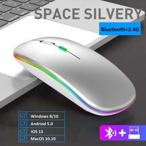 Mouse Gaming Nirkabel Bluetooth USB Rechargeable RGB Backlit Silent Click Ergonomis Kompatibel Laptop PC Wireless Dual Mode