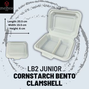 [10 pcs] Cornstarch Clamshell Bento Box Disposable Food