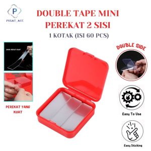 Bisa Cod!! Double Tape Mini Isi 60 pcs 1 box Selotip Bening Transparan 2 Sisi