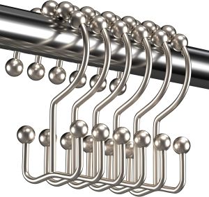 Shower Curtain Hooks Shower Curtain Rings Roller Polished Satin Nickel Ball 12 pcs/pack Rustproof