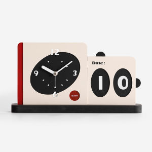 Minimalism Nordic Series Desk Clock Silent Creative Calendar Table Clock Simple Modern Home Office Living room Mute Decoration 17.3x31.8cm
