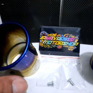 Corong Knalpot Twotone & Blue Xxx Model GP Tsukigi Thailook/Thailand Variasi Universal Matic Yamaha Honda Beat /Mio /Vario /Scoopy /Lexy/ Aerox125/ Fino/ Genio