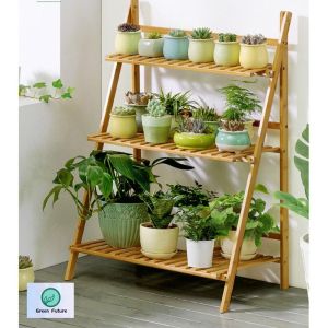 Flower Rack Plant Rack Wooden Flower Garden Rack Potted Plant Stand Rak