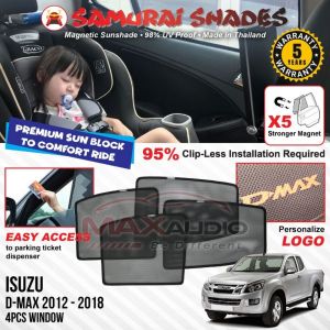Car Sunshade ISUZU DMAX D-MAX 2012 - 2023 STRONG MAGNET SAMURAI SUN SHADES Magnetic Pelindung Matahari Kereta