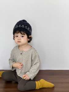 Childrens autumn vest jacket 2026 Baby Autumn Outfit Korean Style Childrens Clothing Autumn Boys Striped Base Layer Set