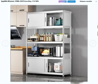 Kitchen Cabinet Storage Floor Stainless Steel Standing Cabinet Kitchen Household Sliding Type With Door Multi Layer Microwave Oven Rack