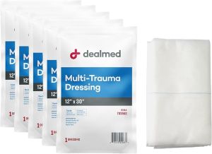 Dealmed 10" x 30" Multi-Trauma Dressing – Sterile Emergency Oversized Pad Superior Absorbency Protection and Padding Wound Care Product for First Aid Kit (Pack of 1)