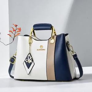2026 Womens Color-Block Tote Bag Large Capacity Elegant Tote Bag Handheld Shoulder and Crossbody Commuter Bag