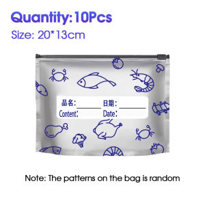 Foil Food Storage Bag 10Pcs Reusable Freezer Refrigerator Zip Pouch Airtight Fresh Keeping Bag