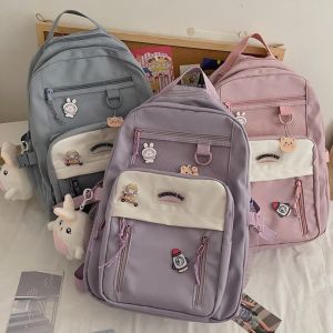 NEXASHOP Waterproof Travel Backpack Korean Style with Badge and Charm Laptop Backpack  Large Capacity Girls Shoulder Bag Student Use