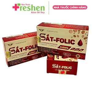 Sắt-Folic Euzofa viên uống bổ sung axit folic cho phụ nữ mang thai hộp 30v