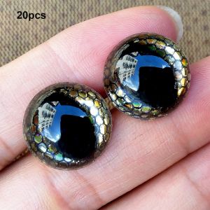 BHYJGD 20pcs 7 màu sắc Mắt nhựa an toàn có nhũ 16mm Phong cách cổ điển Crystal Eyes Crafts Thủ công Crystal Eyes Hình bầu dục Mắt mèo 3D bằng nhựa resin