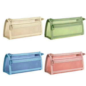 Rõ ràng túi đựng bút thẩm mỹ bút trường hợp hai lớp lưới túi đựng bút chì Hộp Bút Chì sức chứa lớn Nguồn cung cấp trường học văn phòng