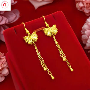 XT Jewellery Korea 24k Tassel Earrings Hollow Bow 916 Original Gold Plated