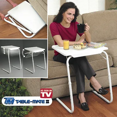 Adjustable TV Tray Table -Comfortable Folding Table with 6 Height & 3 Tilt Angle Adjustments for Bed Sofa and Study - Laptop Tray Table Bedside Table Over Bed & Sofa Adjustable Dining Table 5240