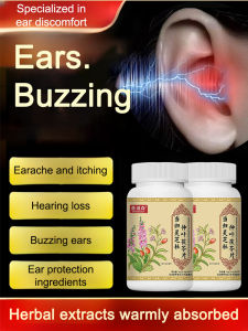 Natural Tinnitus Relief Supplement Herbal Ear Circulation Support Angelica Sinensis Ganoderma Eucommia Leaf Poria Cocos Ear Health Supplement Herbal Tinnitus Support Formula Natural Ingredients for Ear Circulation