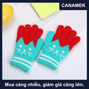 【CANAMEK】 Trẻ Em Dễ Thương Dày Găng Tay Ấm Áp Cho Bé Trai Cô Gái Sinh Viên Mùa Đông Mèo Dệt Kim Găng Tay Ngoài Trời Đan Đi Xe Đạp Trượt Tuyết Găng Tay