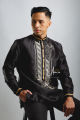 Barong Tagalog for Men Piña Organza with Lining Black With Rustic Accent. 