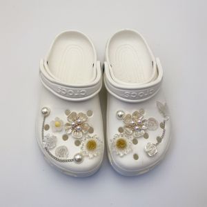 Shoes Charms Shoes DIY Accessories Pearl Flower Detachable Shoe Chain Set Shoe Flower Buckle for Hole Rubber Clogs