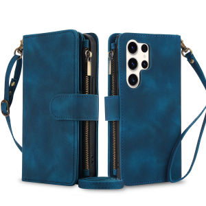 Crossbody Zipper Cards Solt Wallet Leather Case For Samsung Galaxy S24 Ultra S23 Plus S22 S21 A55 A15 A35 A25 A54 A24 Flip Cover